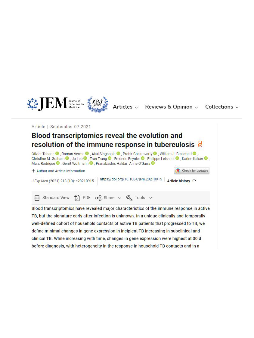 New publication of BIOASTER  about Tuberculosis