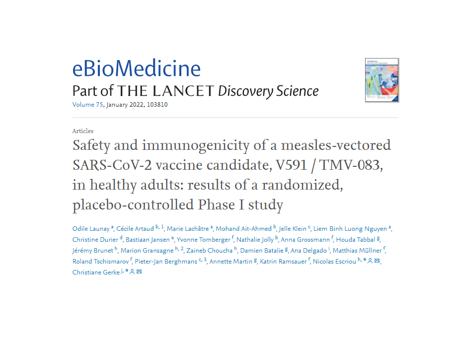 Safety and immunogenicity of a measles-vectored SARS-CoV-2 vaccine candidate