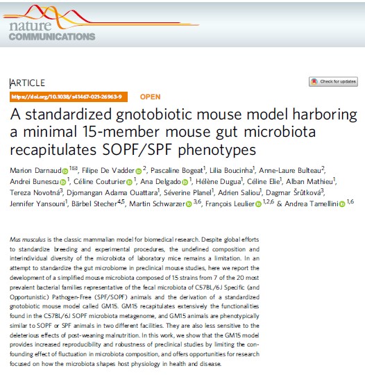 New publication from BIOASTER on Gnotobiology